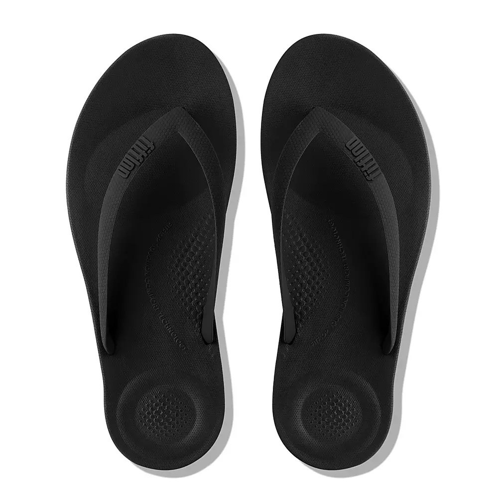 Fitflop IQUSHION Ergonomic Men's Flip Flops Black | ZA-E-0296