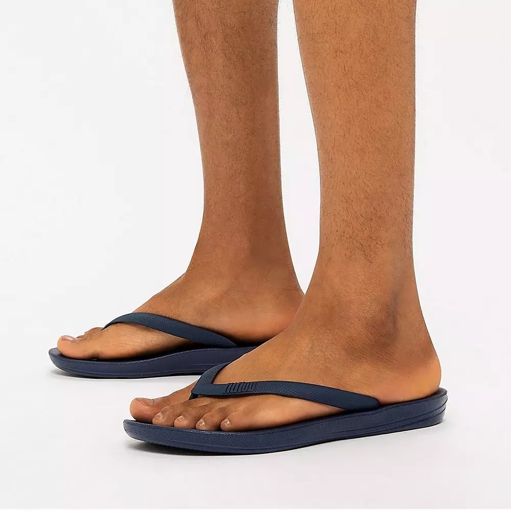 Fitflop IQUSHION Ergonomic Men's Flip Flops Navy | ZA-S-1043