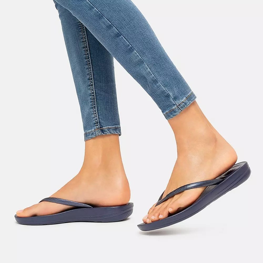 Fitflop IQUSHION Ergonomic Women's Flip Flops Navy | ZA-B-9620