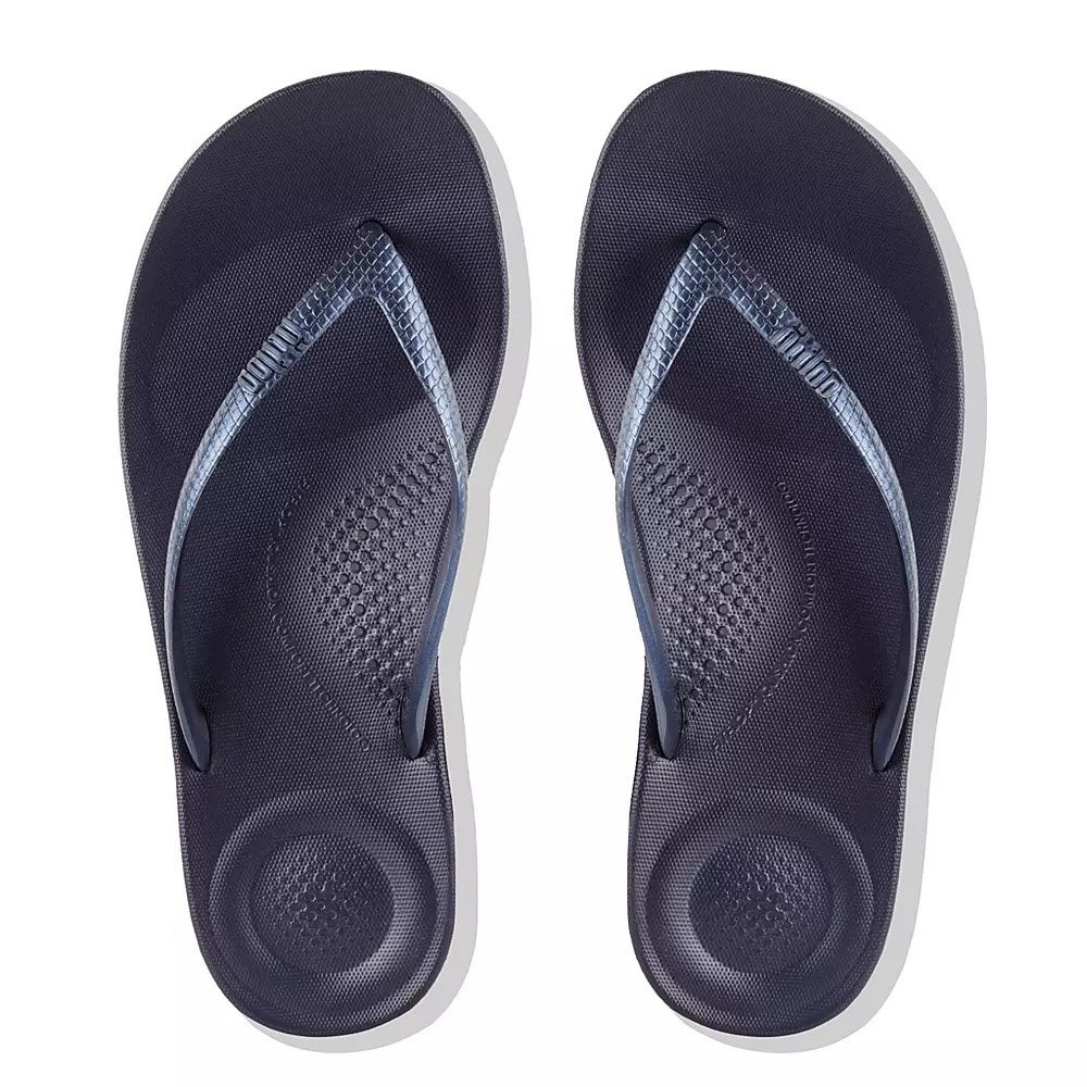 Fitflop IQUSHION Ergonomic Women's Flip Flops Navy | ZA-B-9620