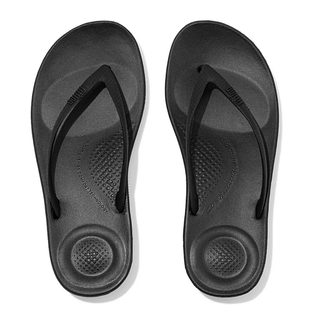 Fitflop IQUSHION Ergonomic Women's Flip Flops Black | ZA-Y-3647