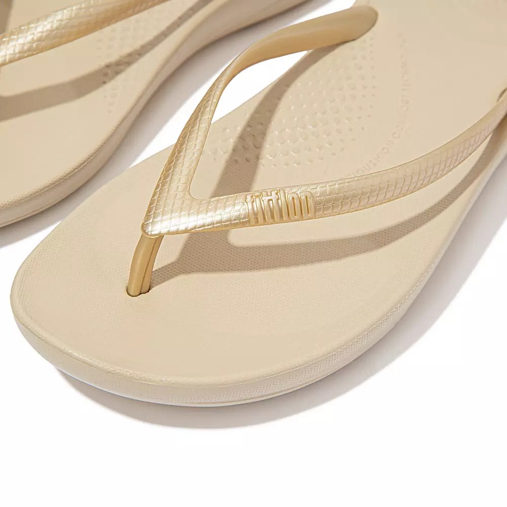 Fitflop IQUSHION Ergonomic Women's Flip Flops Gold | ZA-Y-4589