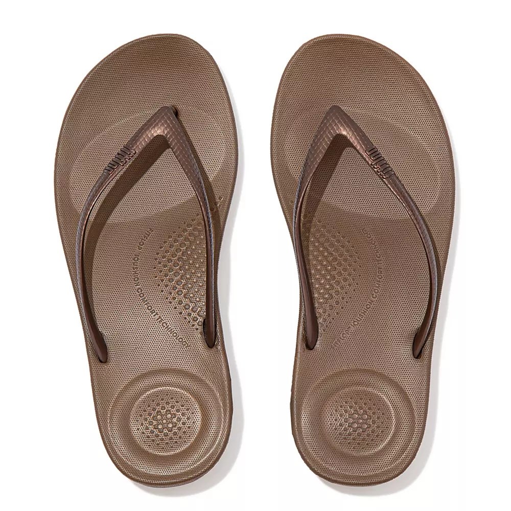 Fitflop IQUSHION Ergonomic Women's Flip Flops Brown | ZA-Z-1329