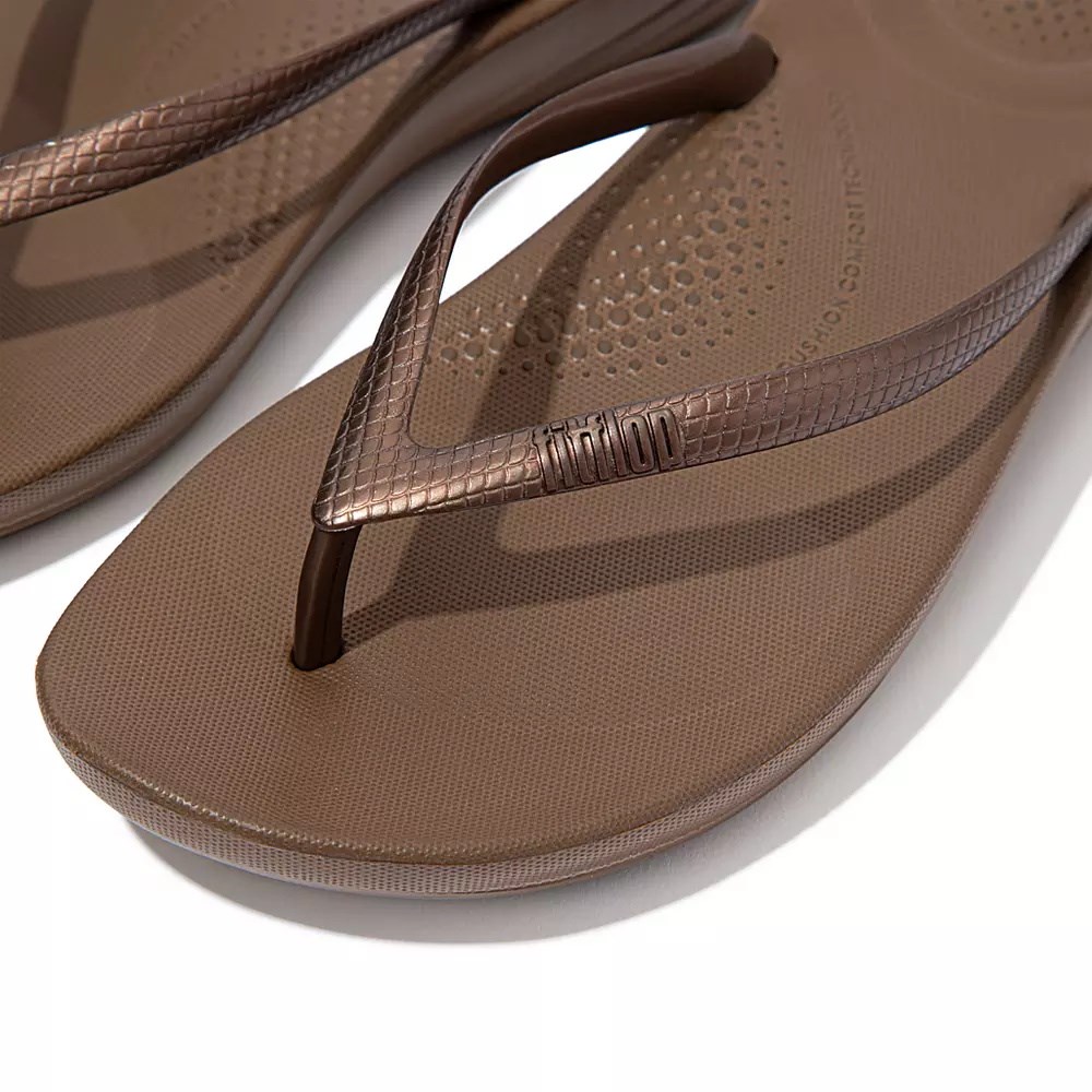 Fitflop IQUSHION Ergonomic Women's Flip Flops Brown | ZA-Z-1329