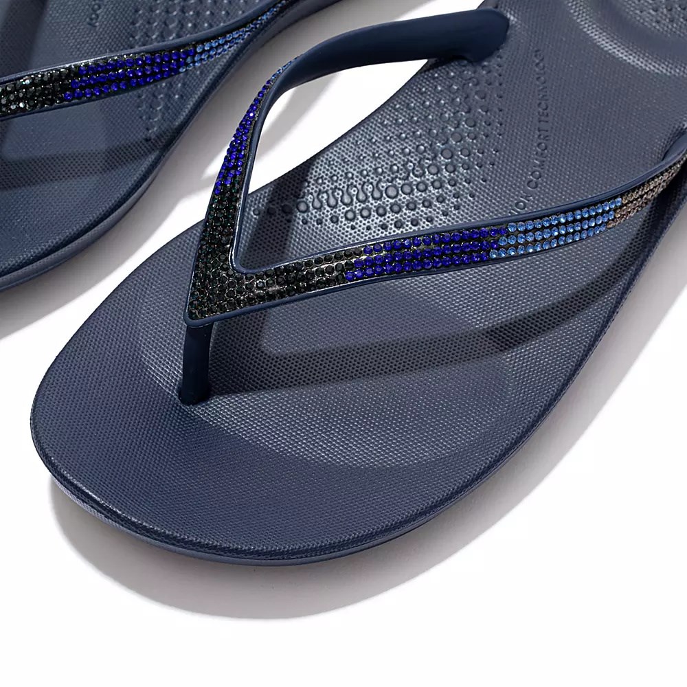 Fitflop IQUSHION Ombré Sparkle Women's Flip Flops Navy | ZA-F-0358