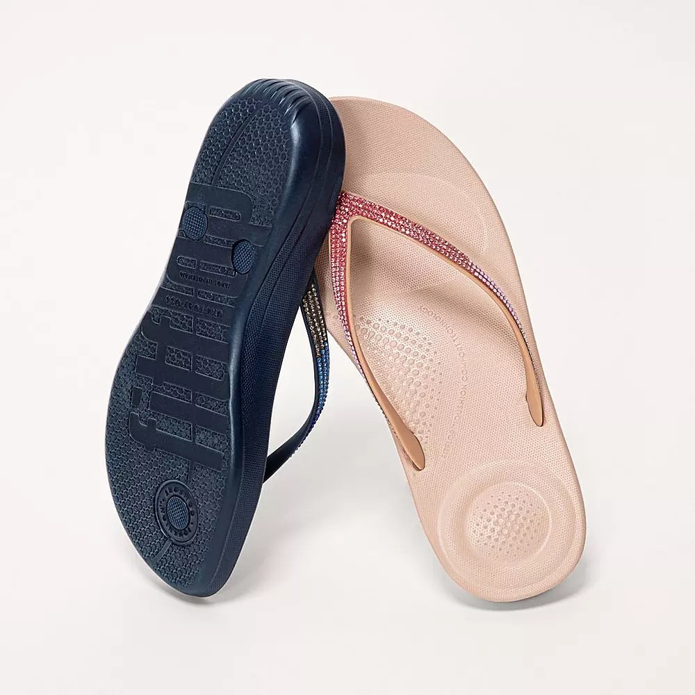 Fitflop IQUSHION Ombré Sparkle Women's Flip Flops Navy | ZA-F-0358