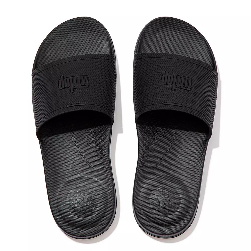 Fitflop IQUSHION Pool Men's Slides Black | ZA-J-8431