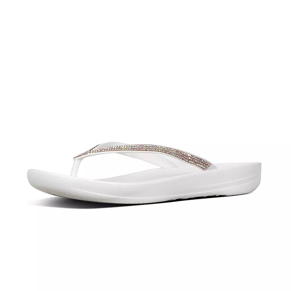 Fitflop IQUSHION Sparkle Ergonomic Women's Flip Flops White | ZA-A-4735