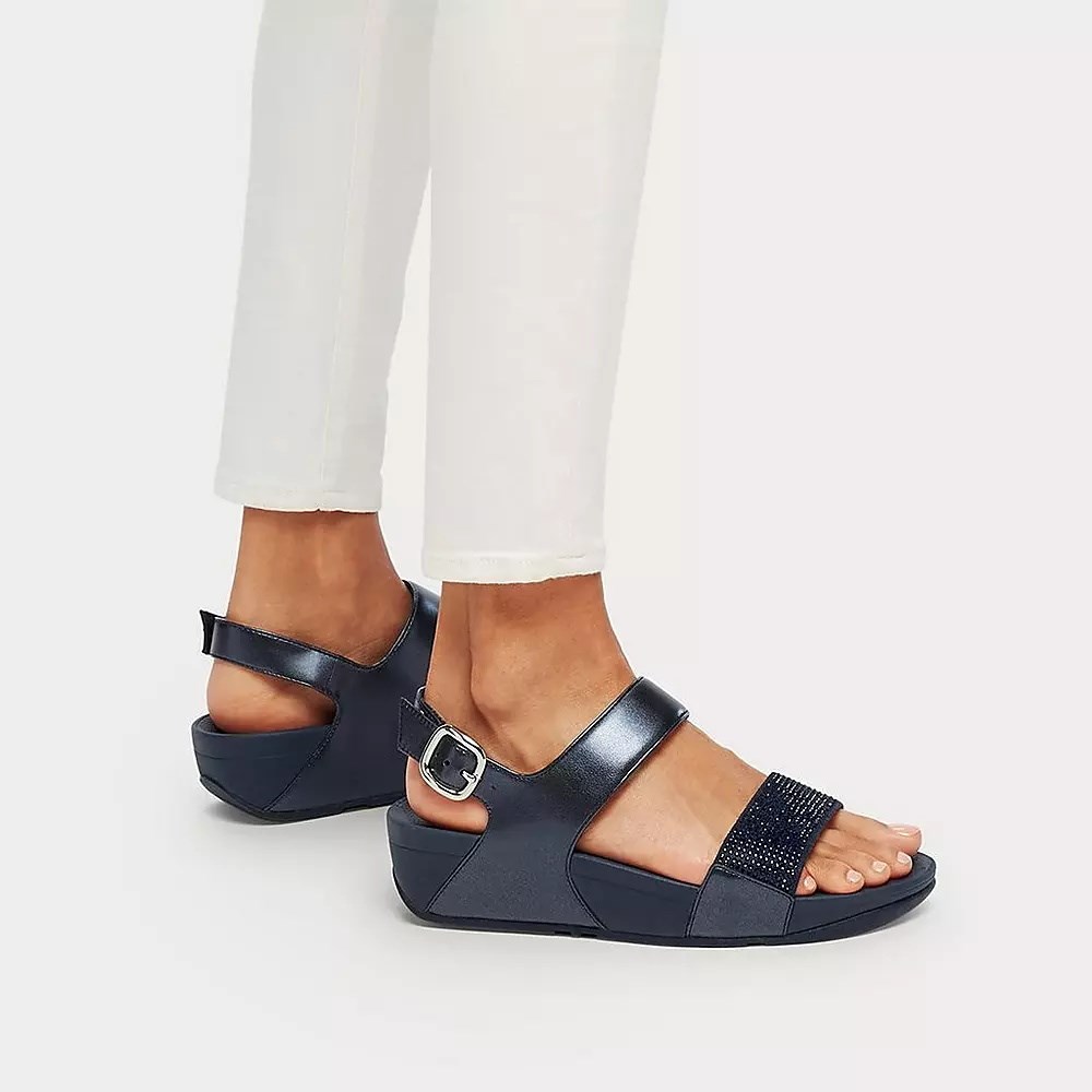 Fitflop LULU Crystal Back-Strap Women's Sandals Navy | ZA-O-0869