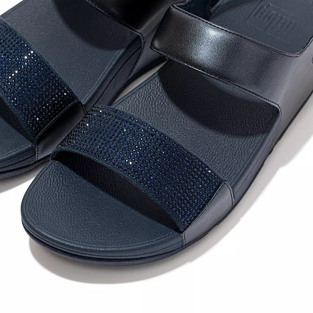 Fitflop LULU Crystal Back-Strap Women's Sandals Navy | ZA-O-0869