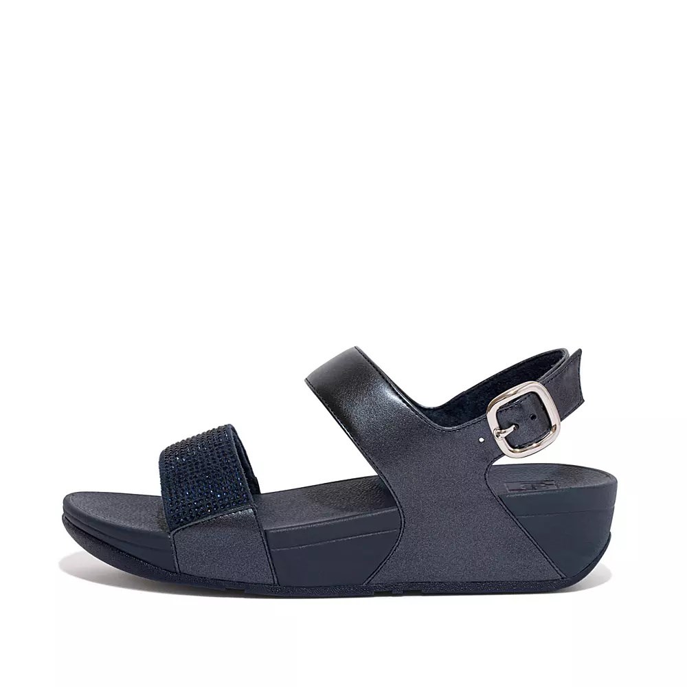 Fitflop LULU Crystal Back-Strap Women\'s Sandals Navy | ZA-O-0869