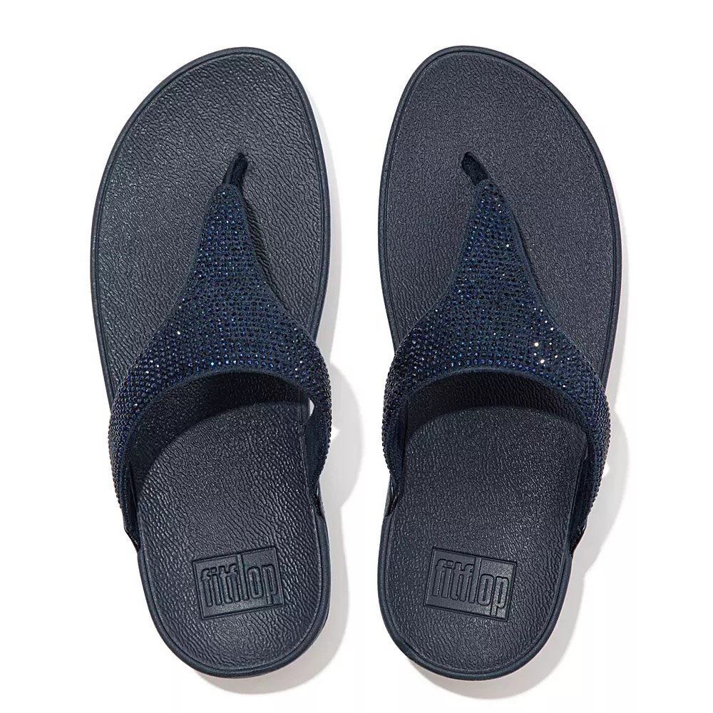 Fitflop LULU Crystal Toe-Post Women's Sandals Navy | ZA-W-3650