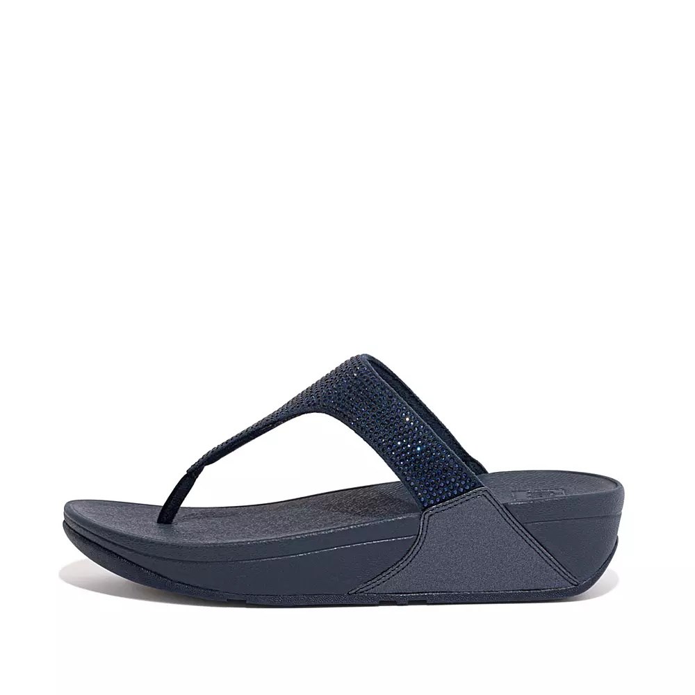 Fitflop LULU Crystal Toe-Post Women\'s Sandals Navy | ZA-W-3650