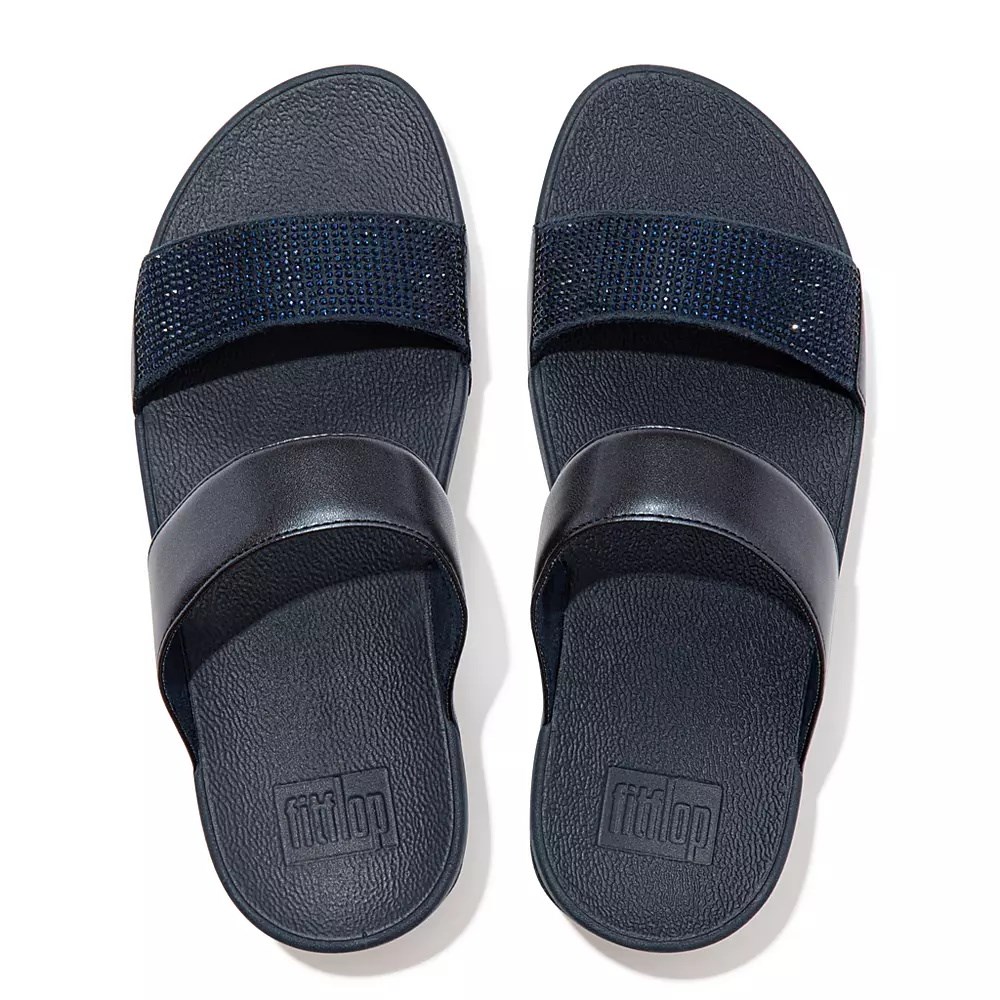 Fitflop LULU Crystal Women's Slides Navy | ZA-U-3271