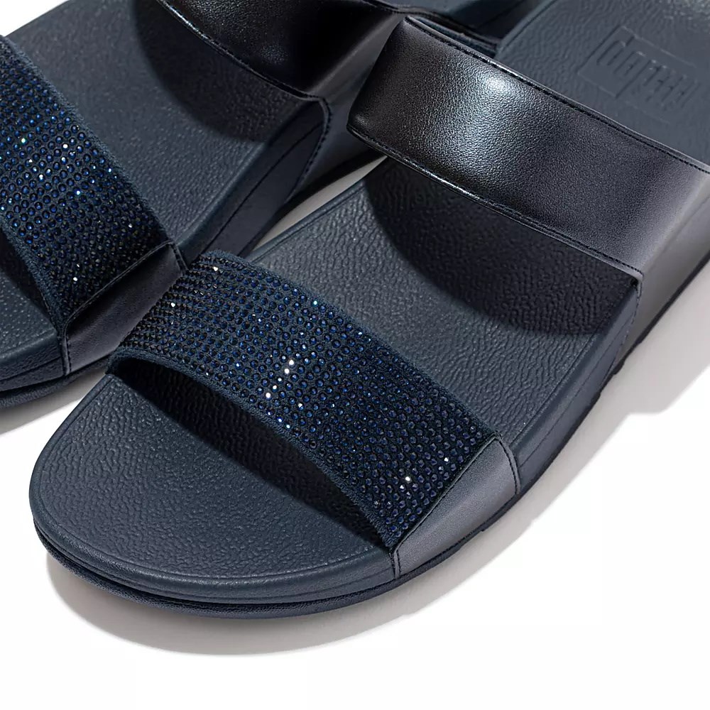 Fitflop LULU Crystal Women's Slides Navy | ZA-U-3271