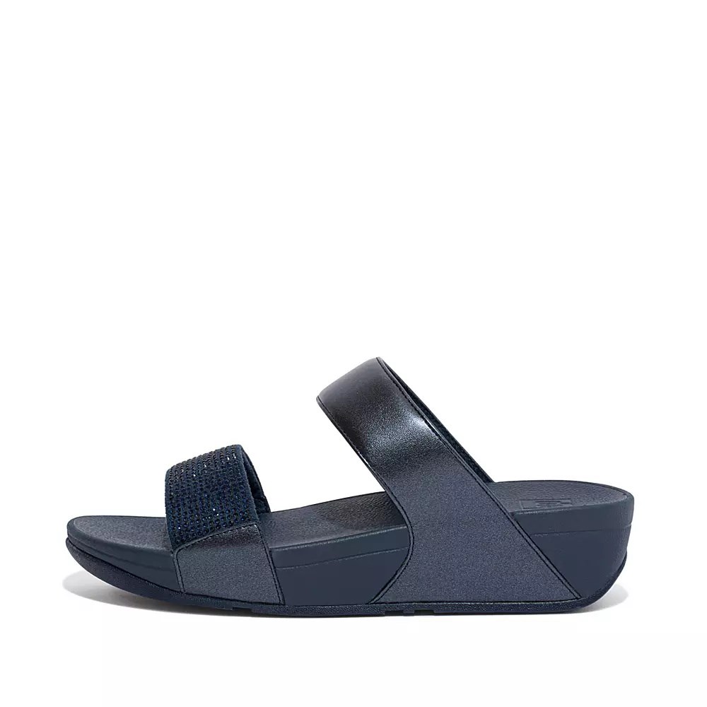 Fitflop LULU Crystal Women\'s Slides Navy | ZA-U-3271