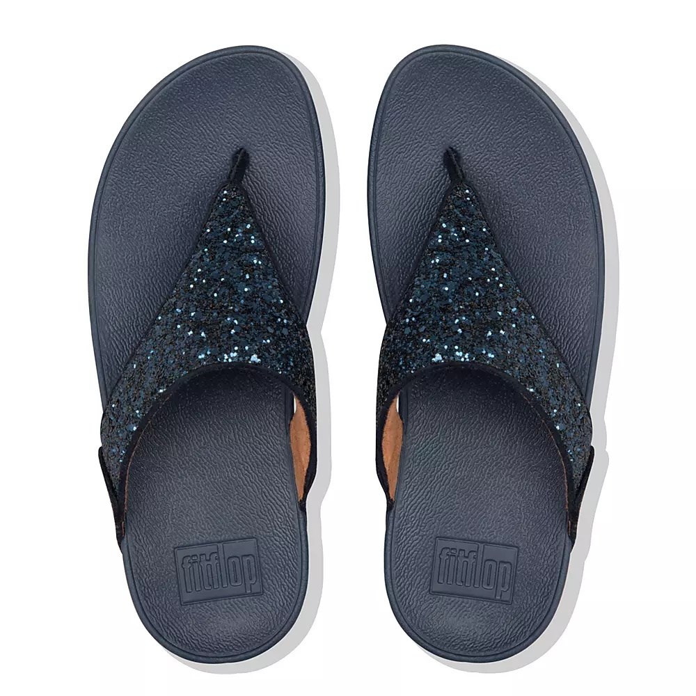 Fitflop LULU Glitter Toe-Post Women's Sandals Navy | ZA-O-5041