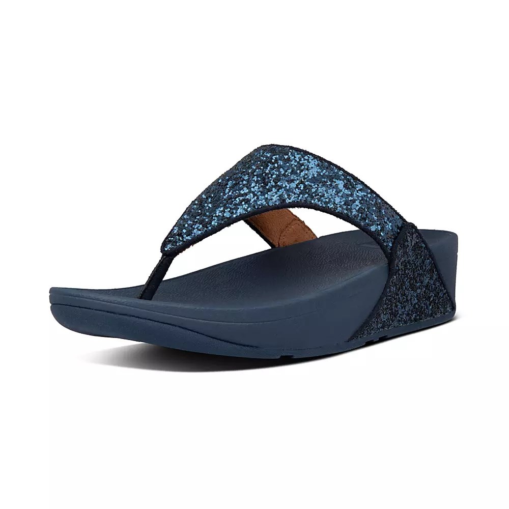 Fitflop LULU Glitter Toe-Post Women's Sandals Navy | ZA-O-5041