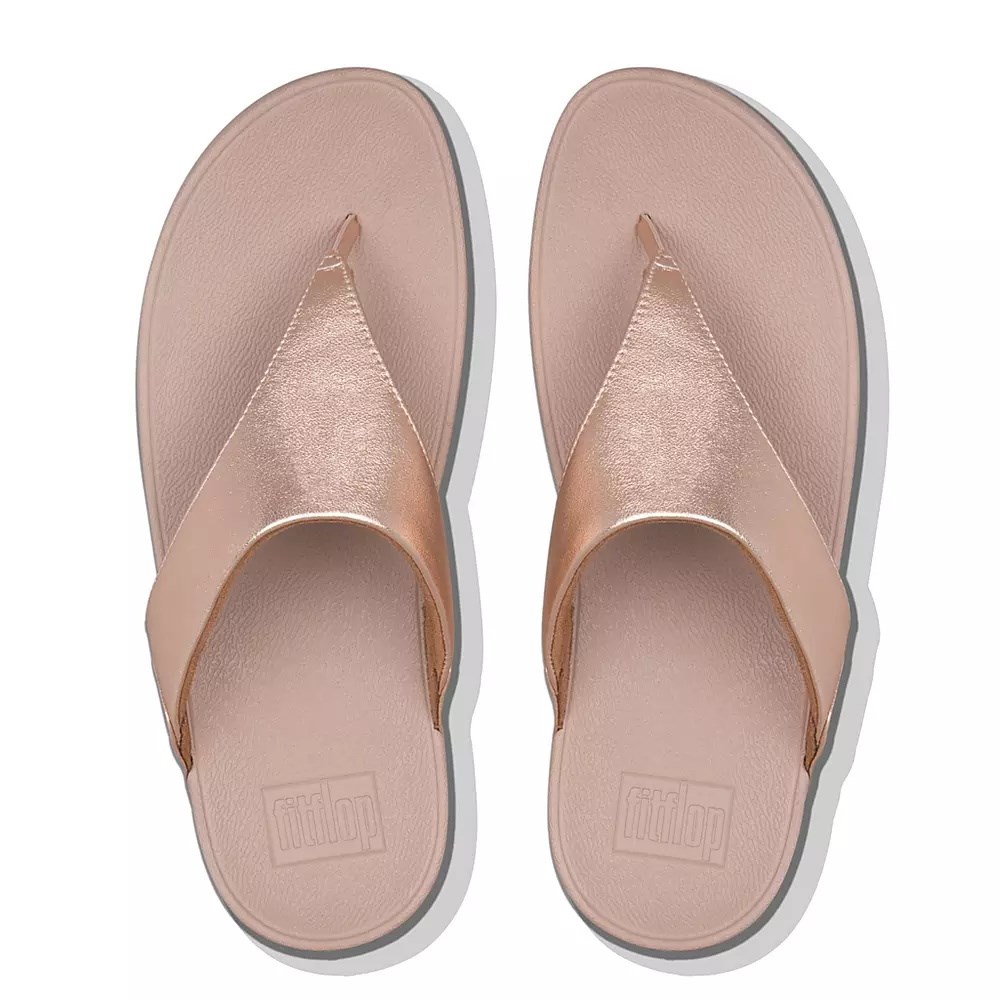 Fitflop LULU Leather Toe-Post Women's Sandals Gold | ZA-A-1645