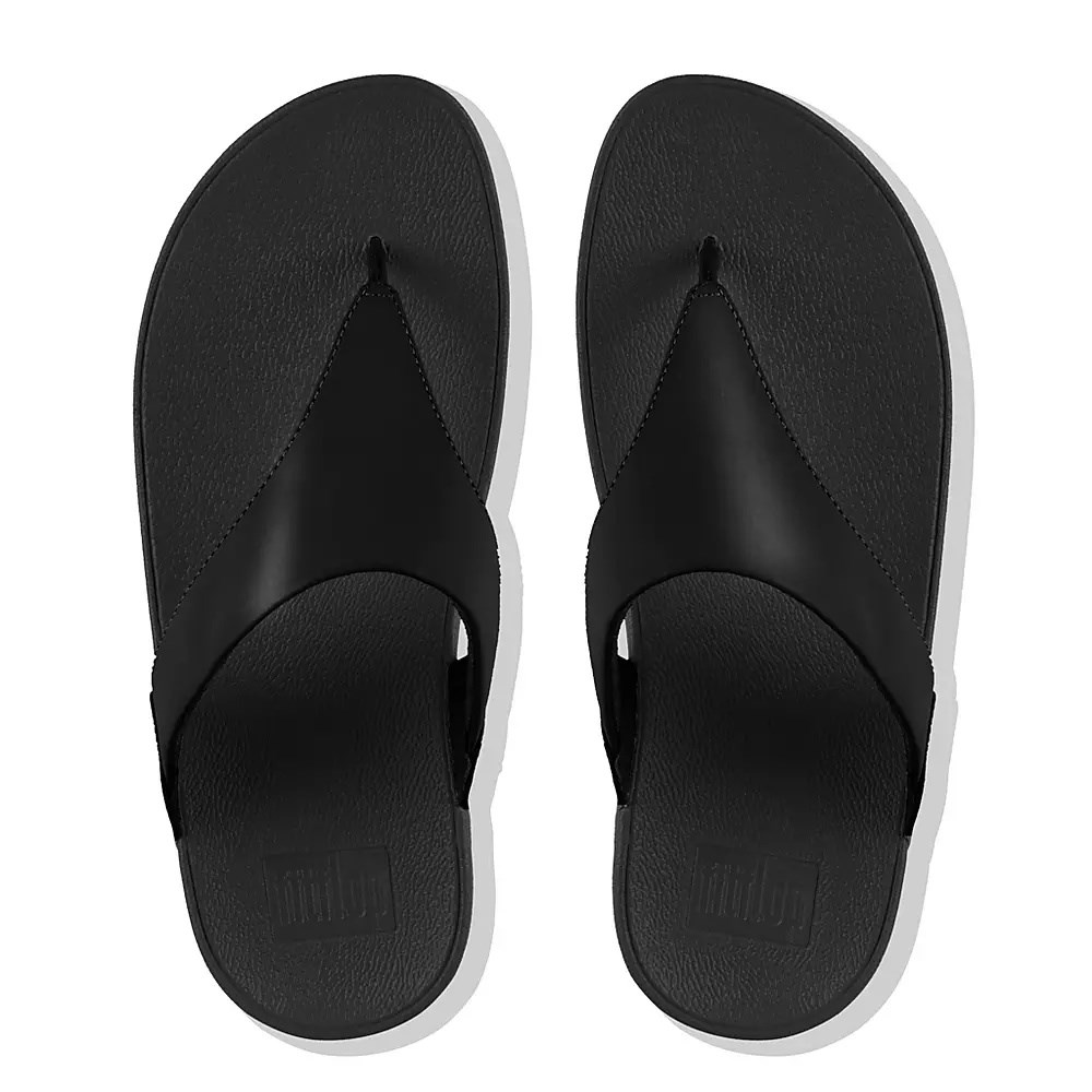 Fitflop LULU Leather Toe-Post Women's Sandals Black | ZA-Q-0425