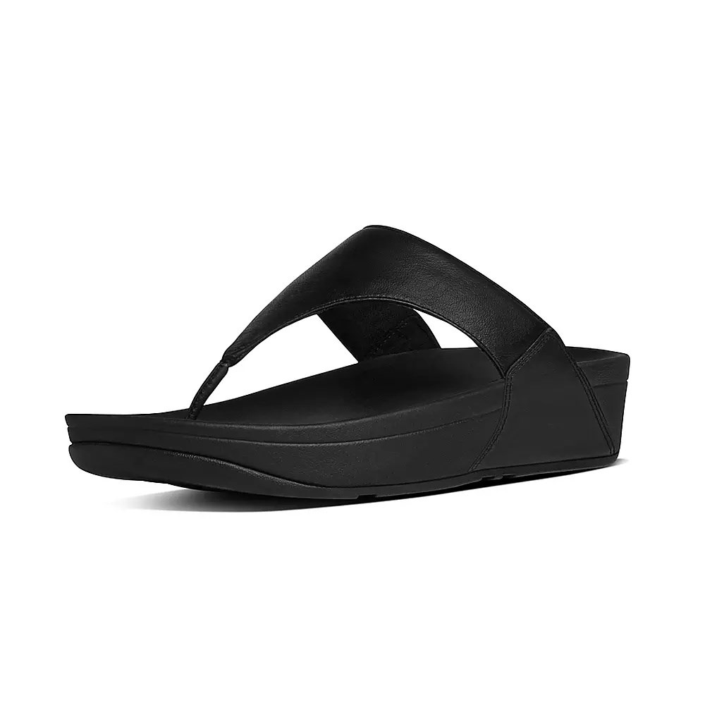 Fitflop LULU Leather Toe-Post Women's Sandals Black | ZA-Q-0425