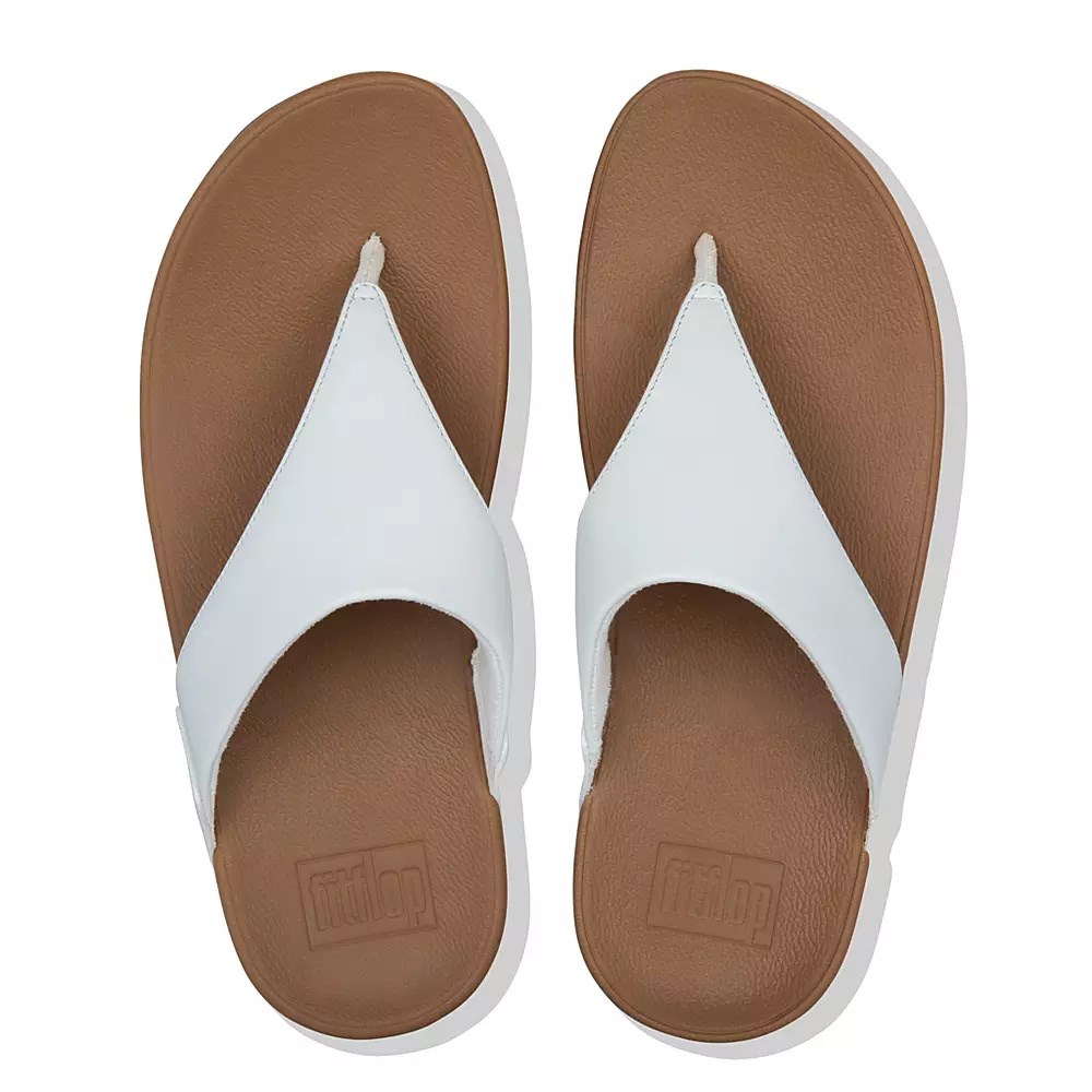 Fitflop LULU Leather Toe-Post Women's Sandals White | ZA-X-1628