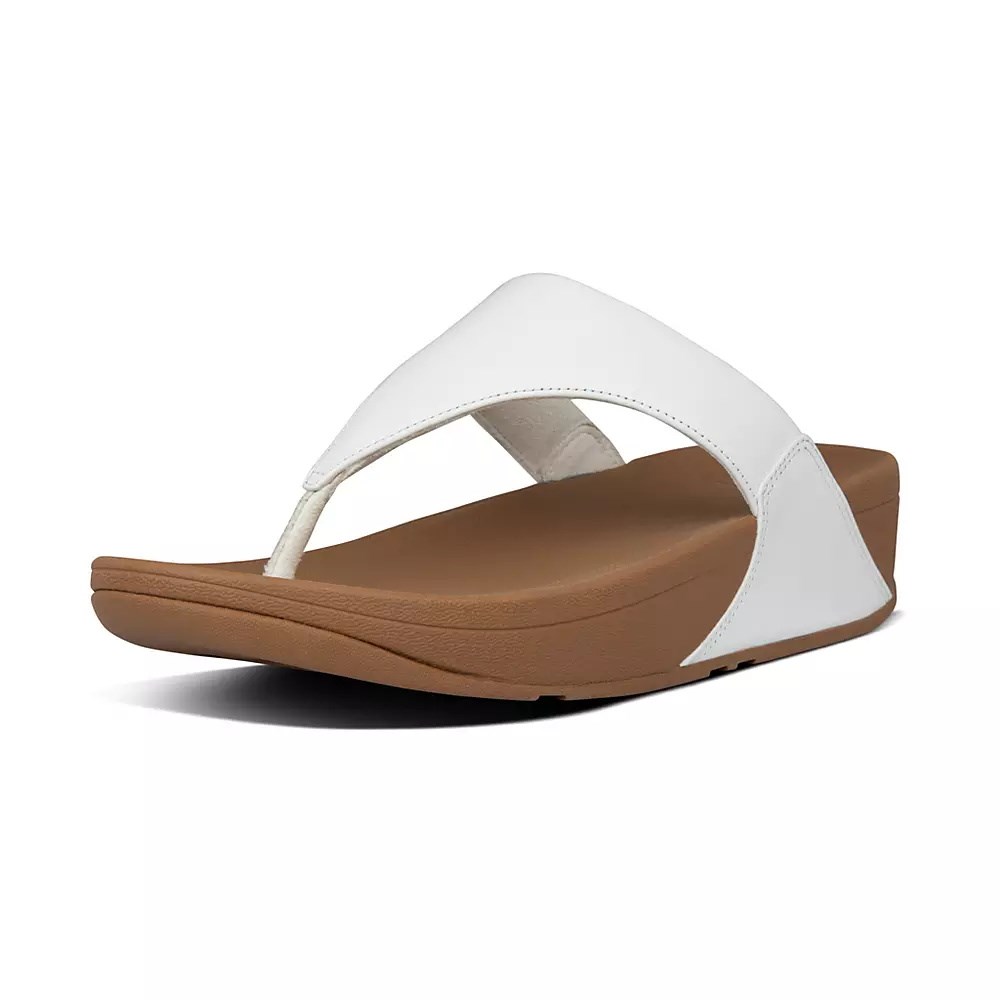 Fitflop LULU Leather Toe-Post Women's Sandals White | ZA-X-1628