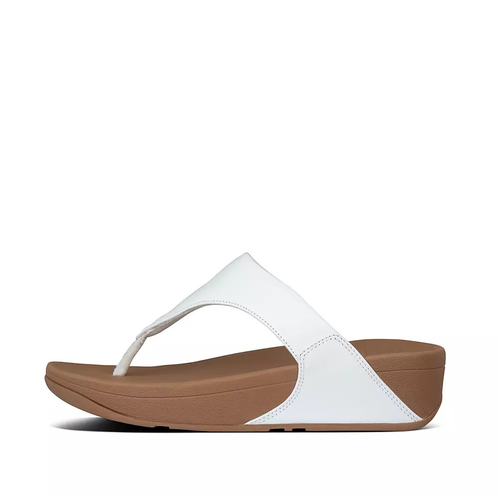 Fitflop LULU Leather Toe-Post Women\'s Sandals White | ZA-X-1628