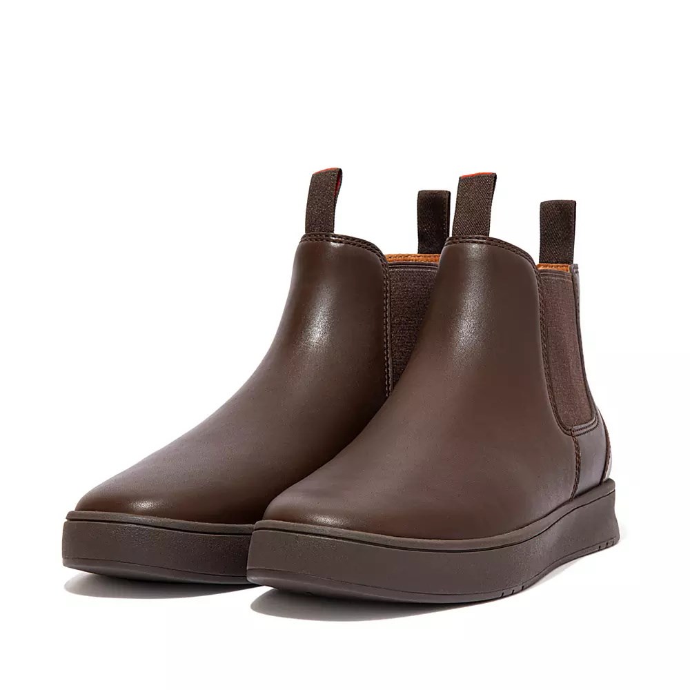 Fitflop MARGAN Waterproof Leather Men's Chelsea Boots Chocolate | ZA-Z-0325