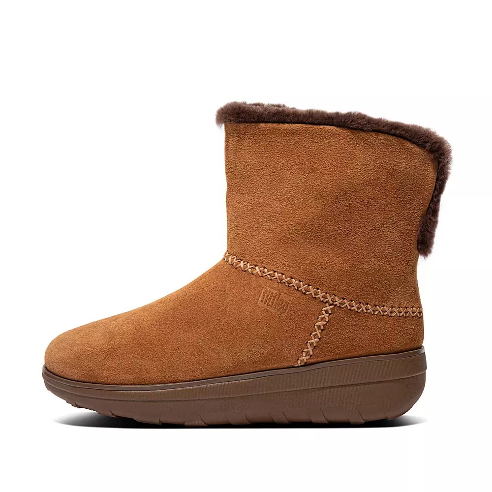 Fitflop MUKLUK SHORTY Shearling-Lined Suede Women's Ankle Boots Light Brown | ZA-T-1675