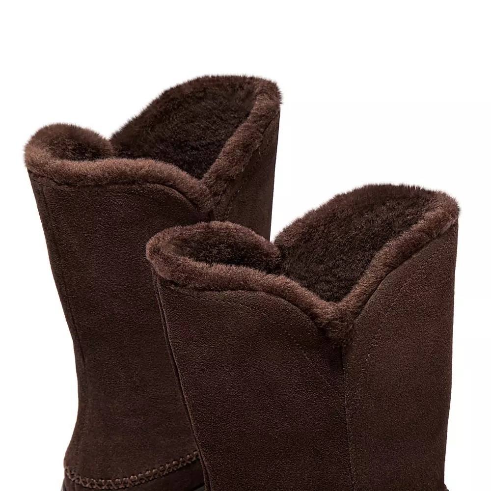 Fitflop MUKLUK Shearling-Lined Suede Women's Calf Boots Chocolate | ZA-G-3260