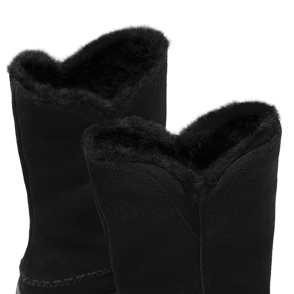 Fitflop MUKLUK Shearling-Lined Suede Women's Calf Boots Black | ZA-I-8634