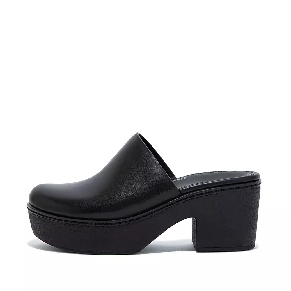 Fitflop PILAR Leather Platforms Women\'s Mules Black | ZA-Q-8705