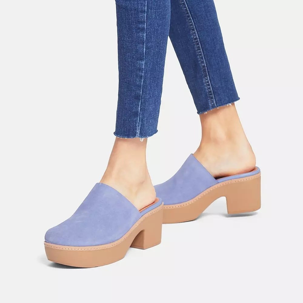 Fitflop PILAR Suede Platforms Women's Mules Lavender | ZA-F-7825