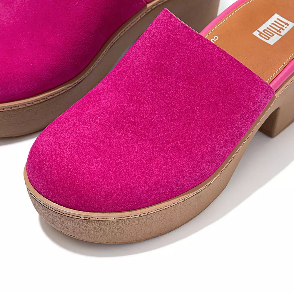 Fitflop PILAR Suede Platforms Women's Mules Rose | ZA-G-3471