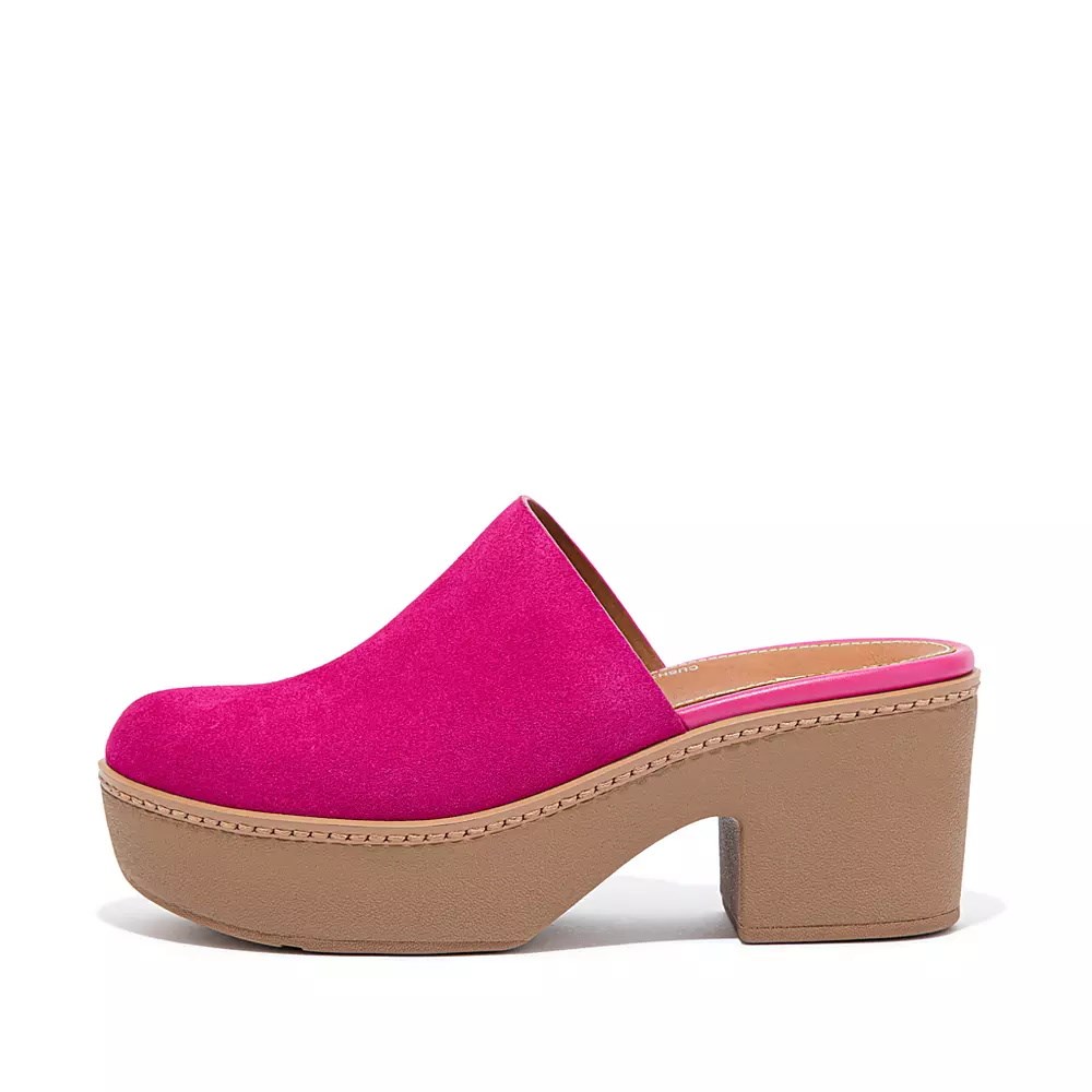 Fitflop PILAR Suede Platforms Women\'s Mules Rose | ZA-G-3471