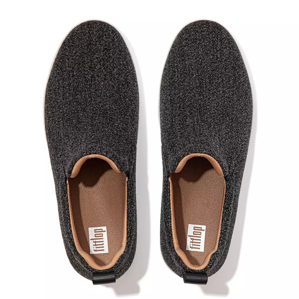 Fitflop RALLY Felt Women's Slip On Sneakers Dark Grey | ZA-K-5623