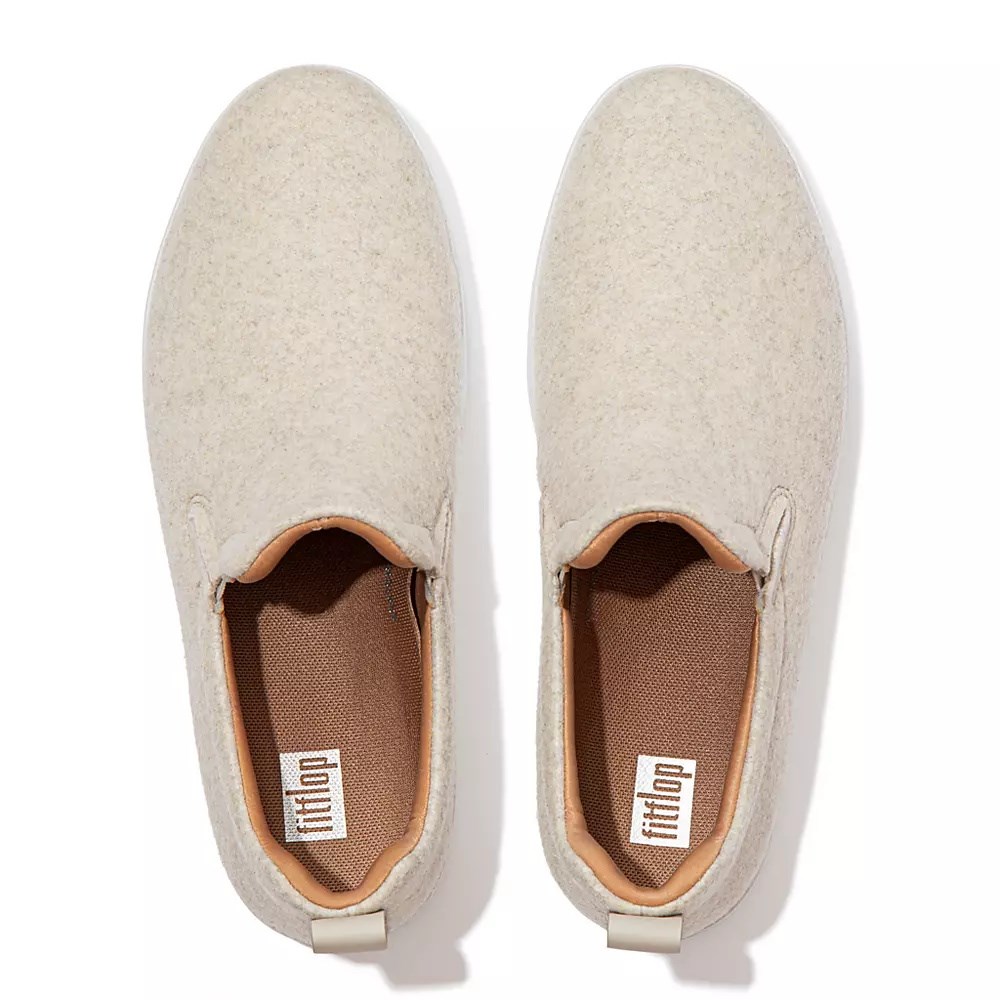 Fitflop RALLY Felt Women's Slip On Sneakers Cream | ZA-Y-4032