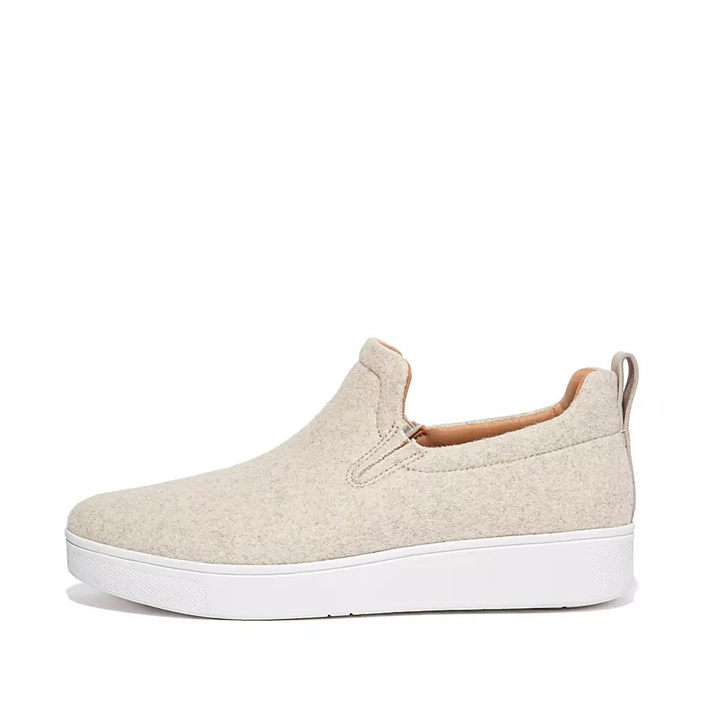 Fitflop RALLY Felt Women\'s Slip On Sneakers Cream | ZA-Y-4032