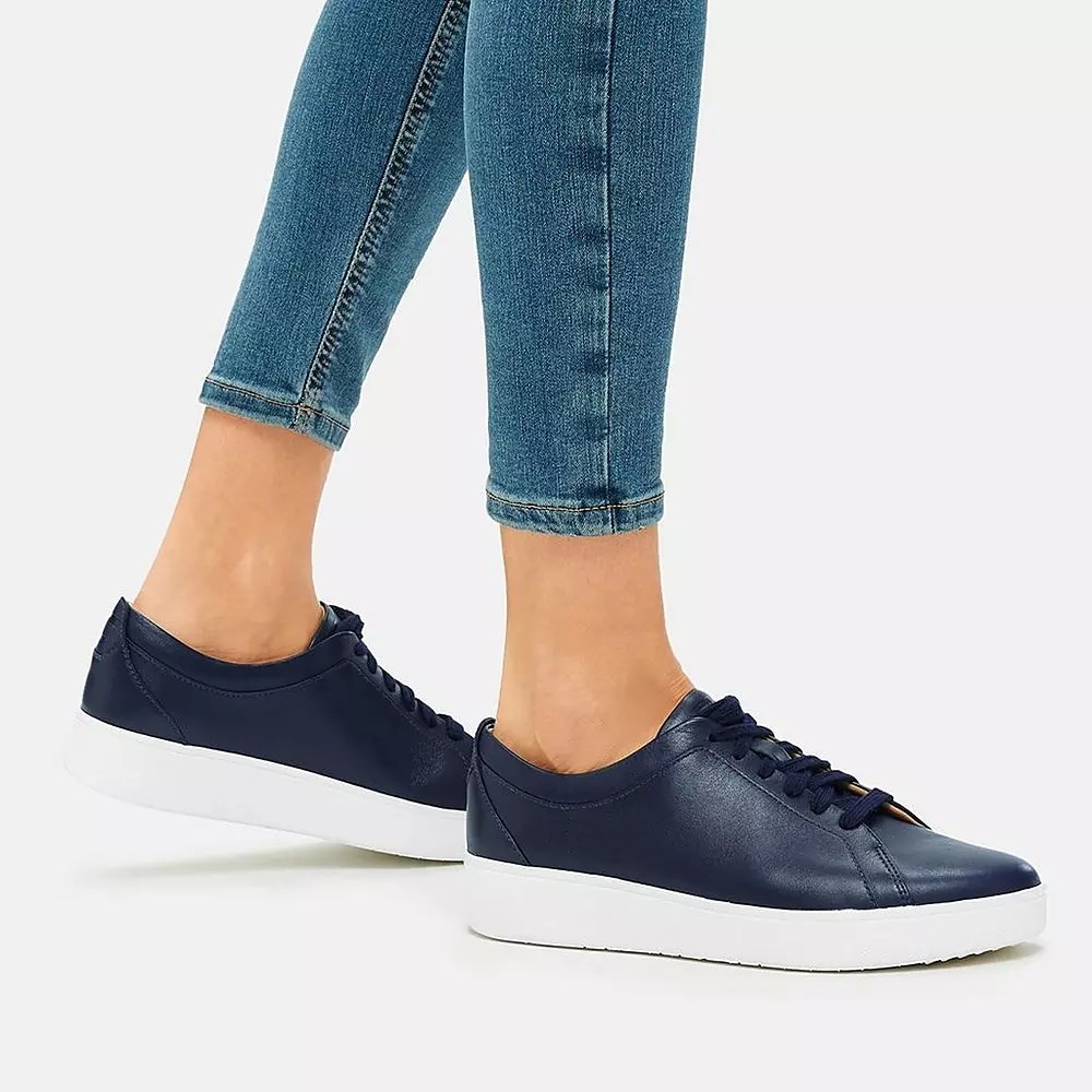 Fitflop RALLY Leather Women's Sneakers Navy | ZA-B-0295