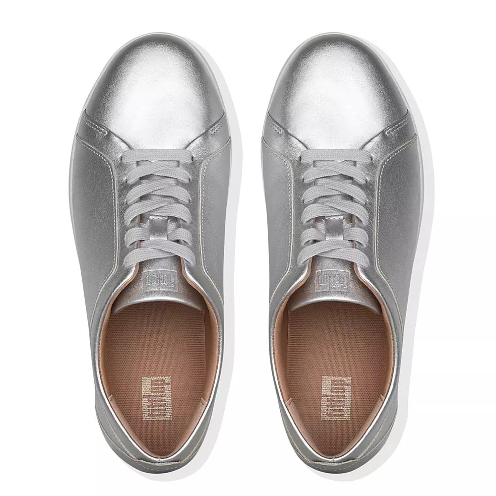 Fitflop RALLY Leather Women's Sneakers Silver | ZA-M-2367