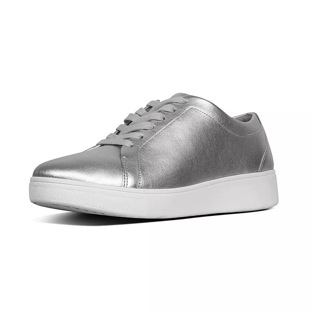 Fitflop RALLY Leather Women's Sneakers Silver | ZA-Q-5247