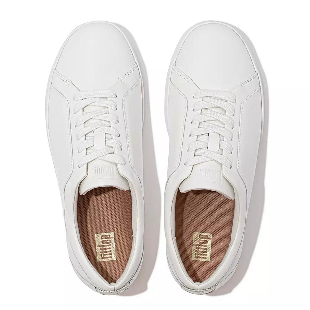 Fitflop RALLY Leather Women's Sneakers White | ZA-U-9671