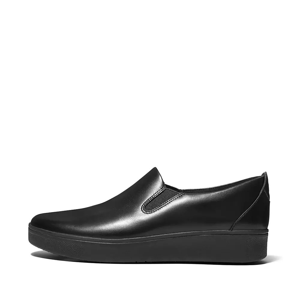 Fitflop RALLY Slip-On Leather Women\'s Sneakers Black | ZA-A-1682