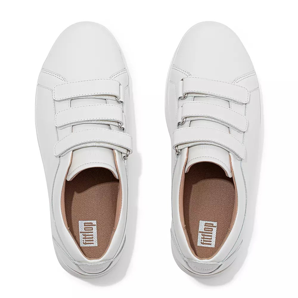 Fitflop RALLY Strap Leather Women's Sneakers White | ZA-M-3714