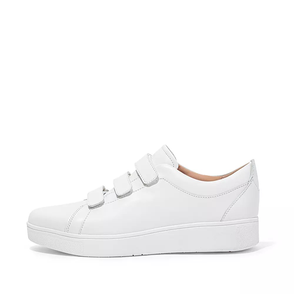 Fitflop RALLY Strap Leather Women\'s Sneakers White | ZA-M-3714