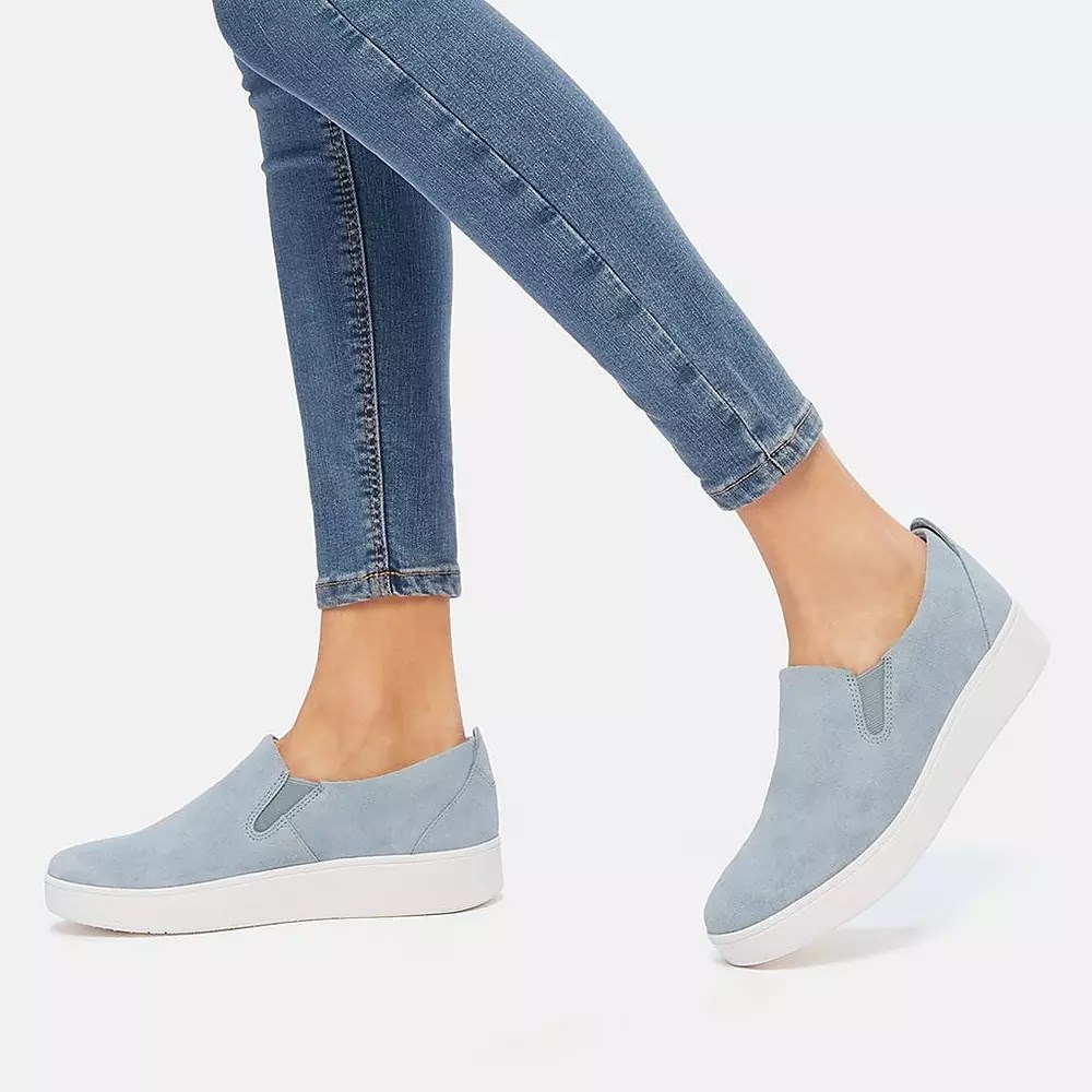 Fitflop RALLY Suede Women's Slip On Sneakers Light Blue | ZA-X-9761