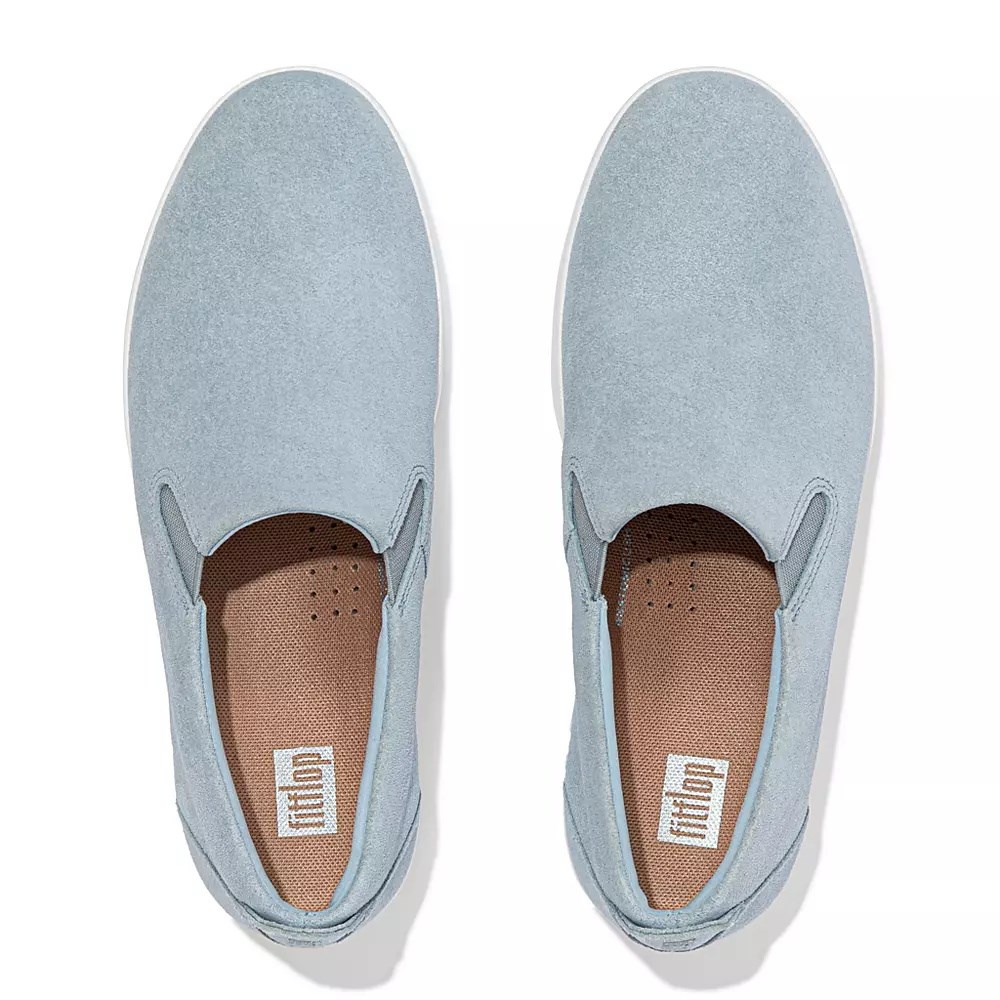 Fitflop RALLY Suede Women's Slip On Sneakers Light Blue | ZA-X-9761