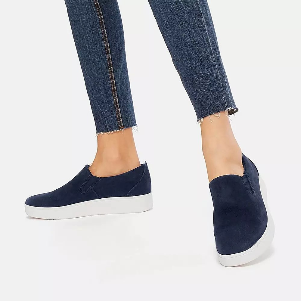 Fitflop RALLY Suede Women's Slip On Sneakers Navy | ZA-Z-1023