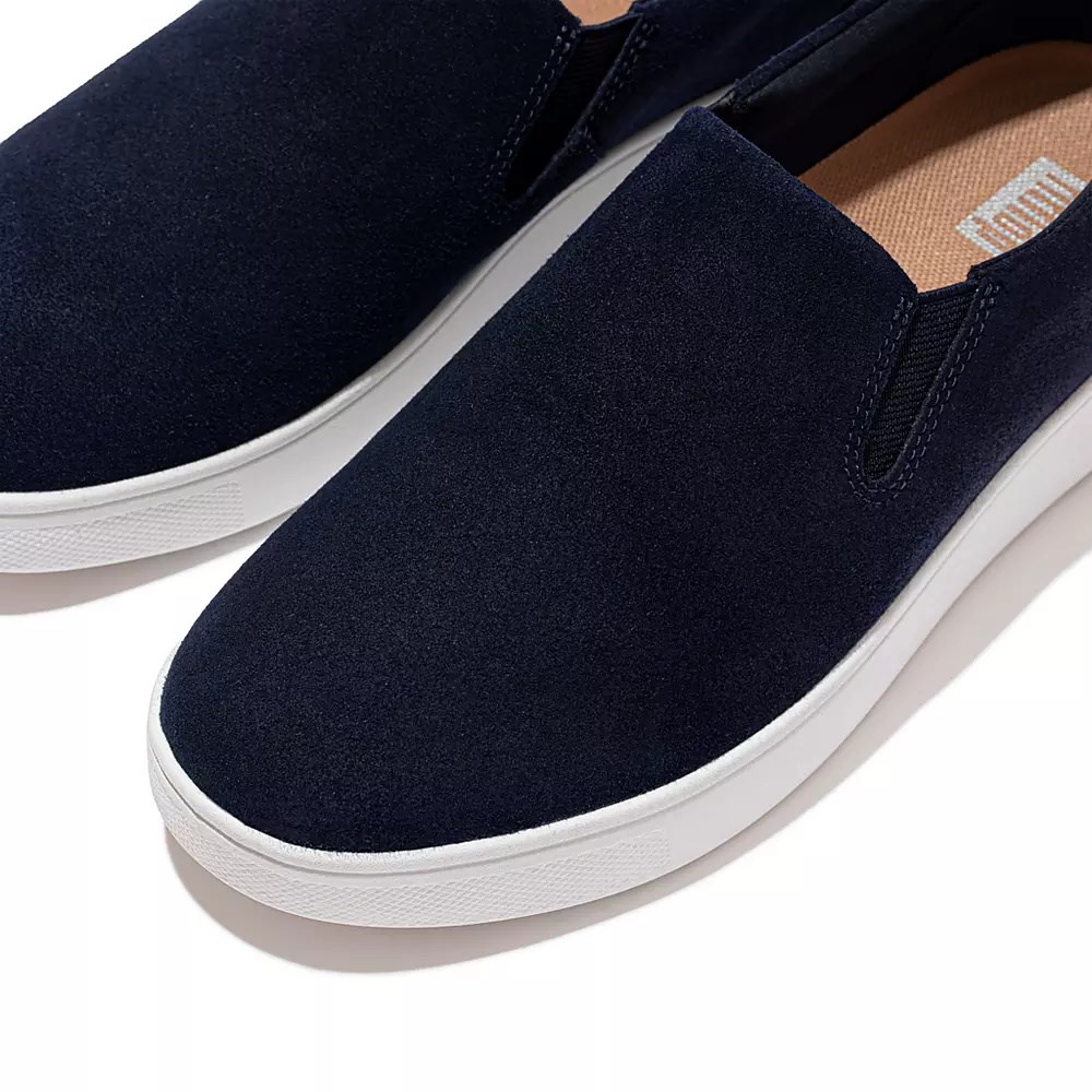 Fitflop RALLY Suede Women's Slip On Sneakers Navy | ZA-Z-1023